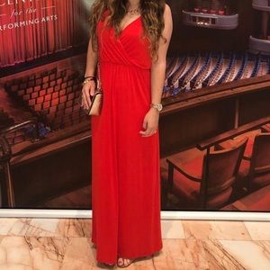 Lush Bright orange sleeveless maxi dress with criss cross front